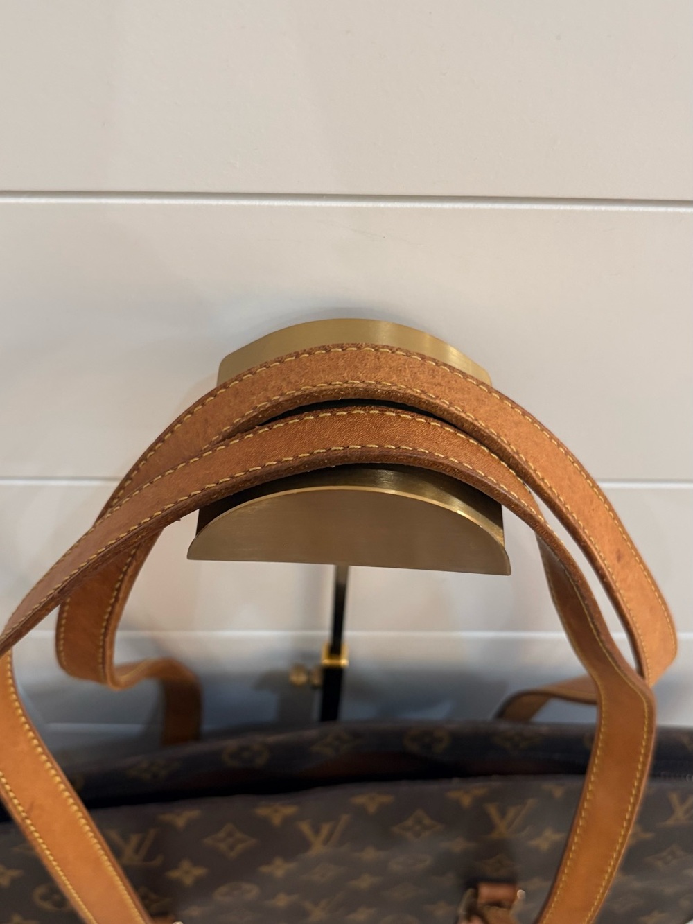 Louis Vuitton Brown Monogram Canvas Tote with Tan Leather Trim - Picture 5 of 13